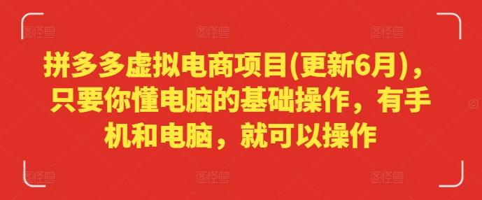 拼多多虚拟电商项目(更新6月)，只要你懂电脑的基础操作，有手机和电脑，就可以操作-观棋网创