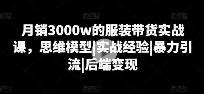 月销3000w的服装带货实战课，思维模型|实战经验|暴力引流|后端变现-观棋网创