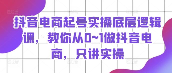 抖音电商起号实操底层逻辑课，教你从0~1做抖音电商，只讲实操-观棋网创