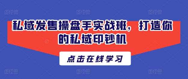 私域发售操盘手实战班，打造你的私域印钞机-观棋网创