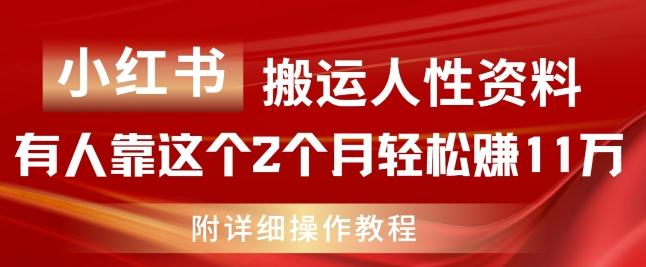 小红书搬运人性资料，有人靠这个2个月轻松赚11w，附教程【揭秘】-观棋网创