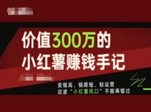 价值300万的小红书赚钱手记，变现高、链路短、轻运营，这波“小红薯风口”不能再错过-观棋网创
