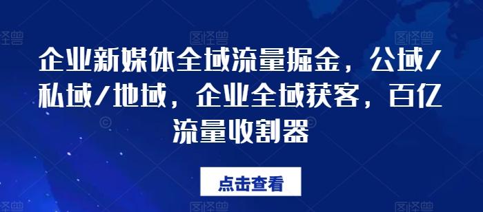 企业新媒体全域流量掘金，公域/私域/地域，企业全域获客，百亿流量收割器-观棋网创
