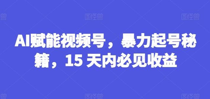 AI赋能视频号，暴力起号秘籍，15 天内必见收益【揭秘】-观棋网创