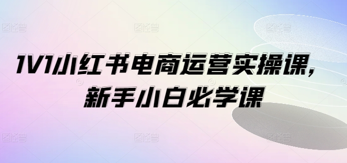 1V1小红书电商运营实操课，新手小白必学课-观棋网创