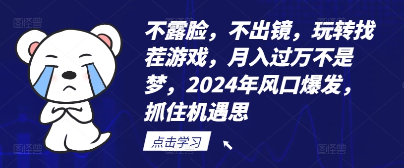 不露脸，不出镜，玩转找茬游戏，月入过万不是梦，2024年风口爆发，抓住机遇【揭秘】-观棋网创