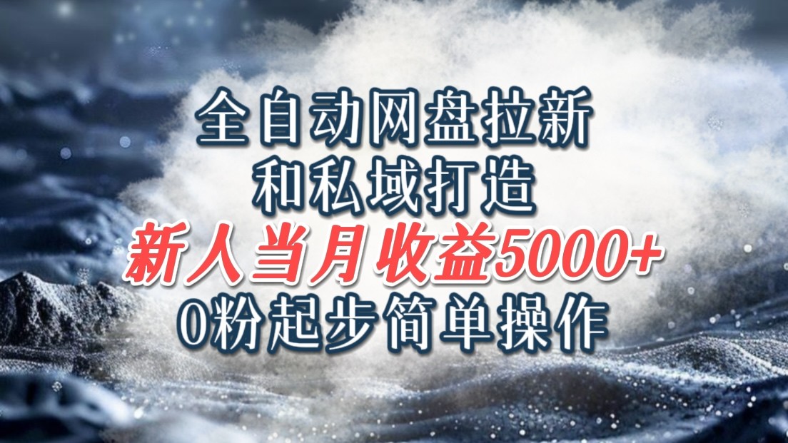 全自动网盘拉新和私域打造，0粉起步简单操作，新人入门当月收益5000以上-观棋网创