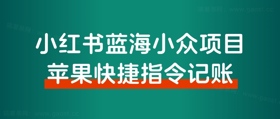 苹果快捷指令记账，也能玩出新花样，小红书蓝海小众项目拆解！-观棋网创