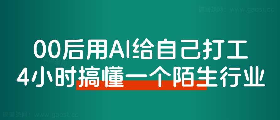 00后用AI给自己打工，仅4小时搞懂一个陌生行业如何变现！-观棋网创