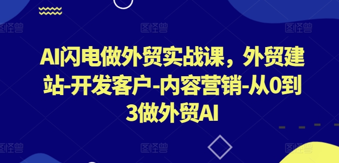 AI闪电做外贸实战课，​外贸建站-开发客户-内容营销-从0到3做外贸AI(更新)-观棋网创
