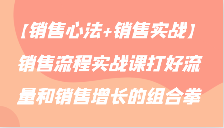【销售心法+销售实战】销售流程实战课打好流量和销售增长的组合拳-观棋网创