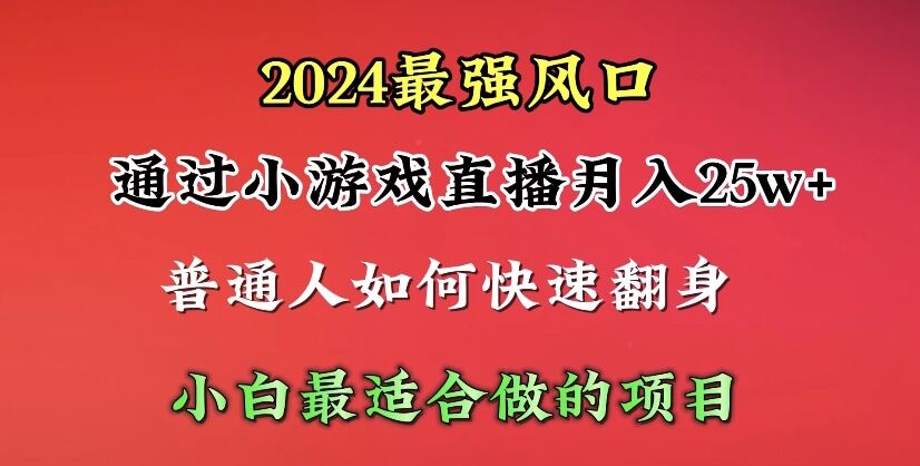 (10020期)2024年最强风口，通过小游戏直播月入25w+单日收益5000+小白最适合做的项目-观棋网创
