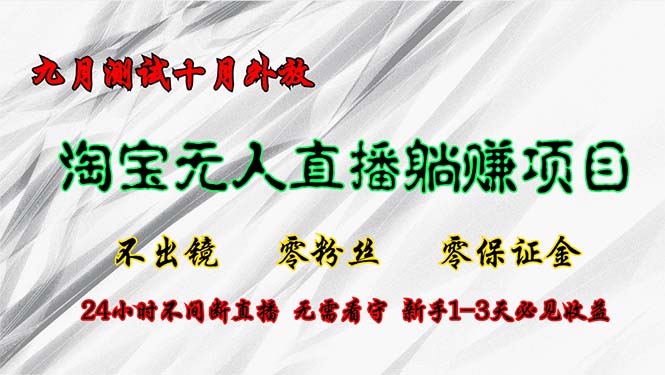 淘宝无人直播最新玩法，九月测试十月外放，不出镜零粉丝零保证金，24小…-观棋网创