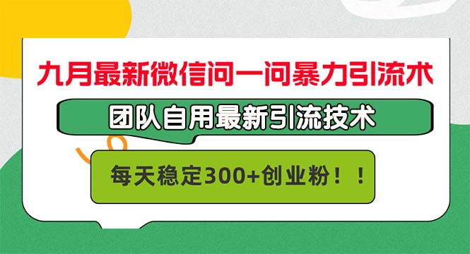 九月最新微信问一问暴力引流术，团队自用引流术，每天稳定300+创…-观棋网创