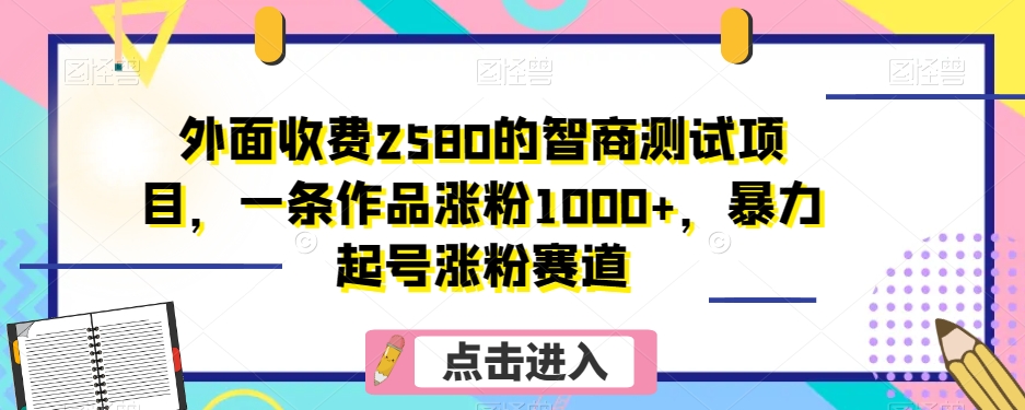外面收费2580的智商测试项目，一条作品涨粉1000+，暴力起号涨粉赛道【揭秘】-观棋网创