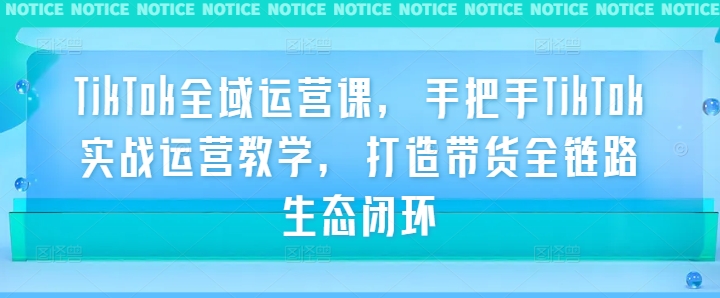 TikTok全域运营课，手把手TikTok实战运营教学，打造带货全链路生态闭环-观棋网创