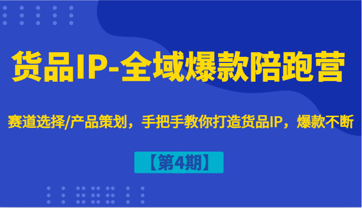 货品IP-全域爆款陪跑营【第4期】赛道选择/产品策划，手把手教你打造货品IP，爆款不断-观棋网创