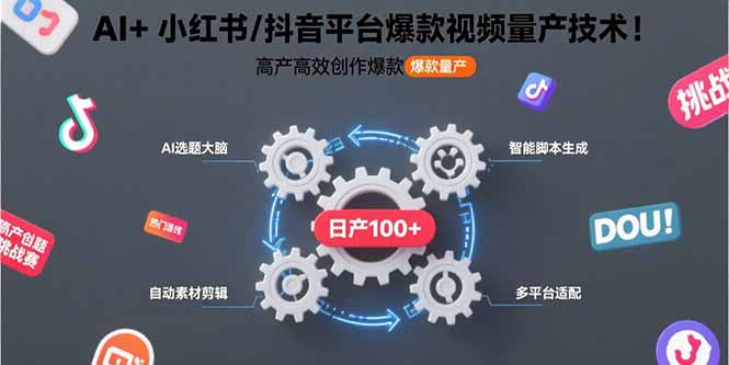 AI+小红书/抖音平台爆款视频量产技术：高产高效创作爆款视频！-观棋网创