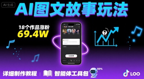 抖音爆火的ai图文故事玩法，18个作品涨粉69.4W，详细制作教程+智能体-观棋网创