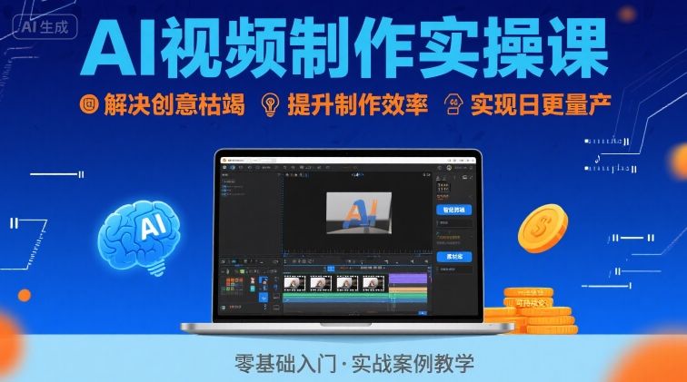 Ai视频制作实操课，解决创意枯竭、效率低下痛点，实现日更量产可持续变现-观棋网创