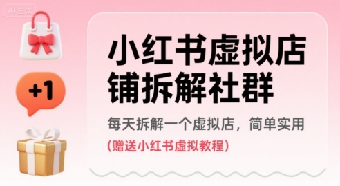 小红书虚拟店铺拆解社群，每天拆解一个虚拟店，简单实用(赠送小红书虚拟教程)-观棋网创