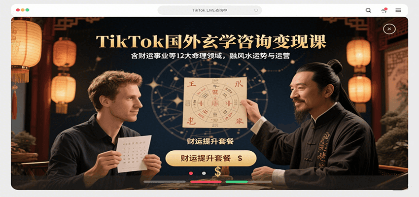 TikTok国外玄学咨询变现课，含财运事业等12大命理领域，融风水运势与运营-观棋网创