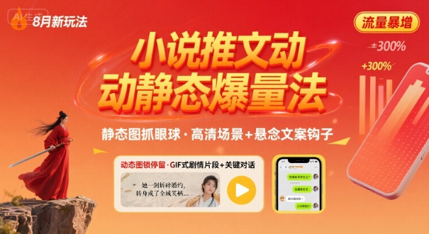 8月小说推文全新玩法，动静态图片+搭配小说文案爆量玩法-观棋网创