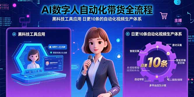 AI数字人自动化带货全流程：黑科技工具应用 日更10条的自动化视频生产体系-观棋网创
