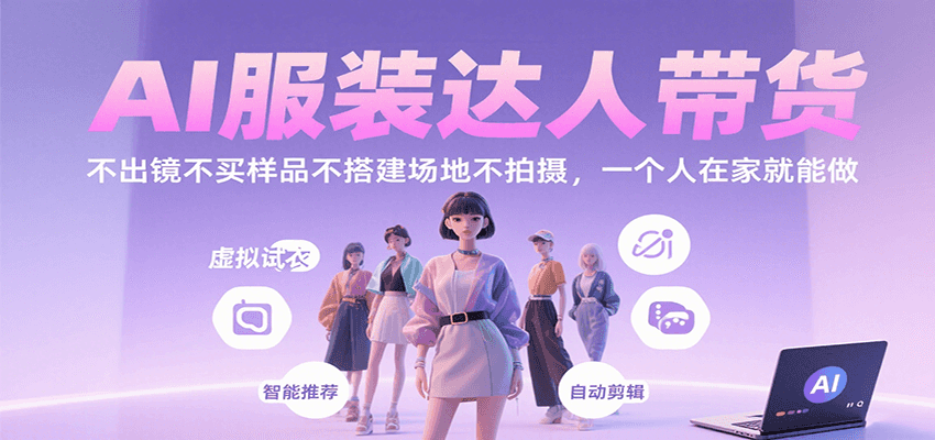 AI服装达人带货，不出镜不买样品不搭建场地不拍摄，一个人在家就能做-观棋网创