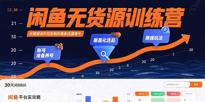 闲鱼无货源训练营：账号准备养号/垂直化选品/黑搜玩法，0基础30天盈利指南-观棋网创