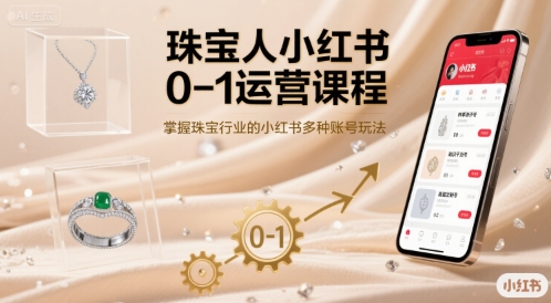 珠宝人小红书0-1运营课程，掌握珠宝行业的小红书多种账号玩法-观棋网创