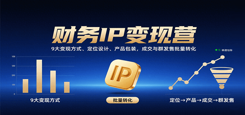 财务IP变现营：9大变现方式、定位设计、产品包装，成交与群发售批量转化-观棋网创