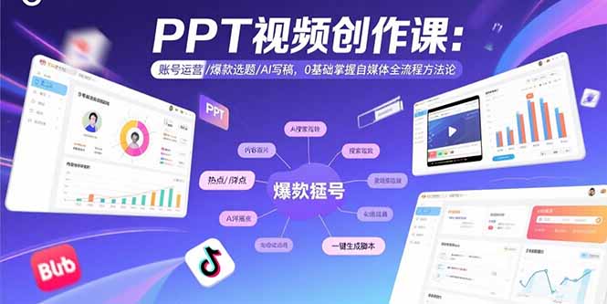 PPT视频创作课：账号运营/爆款选题/AI写稿，0基础掌握自媒体全流程方法论-观棋网创