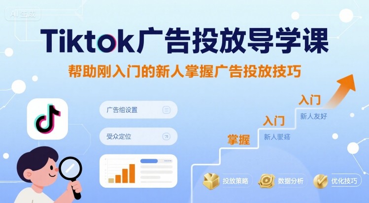 Tiktok广告投放导学课，帮助刚入门的新人掌握广告投放技巧-观棋网创