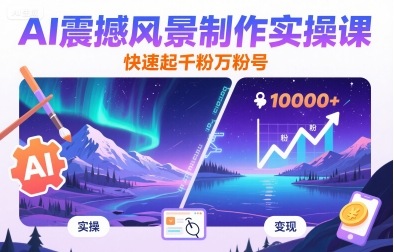 AI震撼风景制作实操课，快速起千粉万粉号-观棋网创