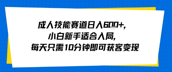 成人技能赛道日入多张，小白新手适合入局，每天只需10分钟即可获客变现-观棋网创