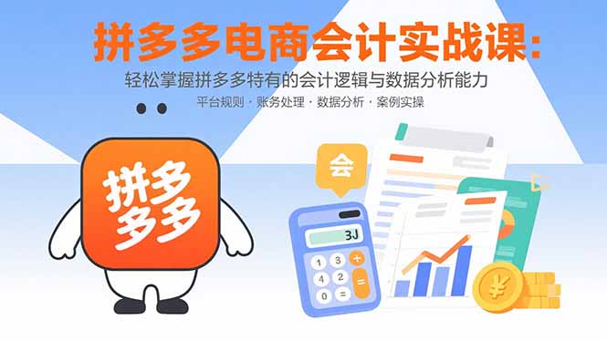 拼多多电商会计实战课：轻松掌握拼多多特有的会计逻辑与数据分析能力-观棋网创