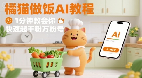 有趣的橘猫买菜做饭视频，用AI一键搞定，1分钟教会你，快速起千粉万粉号-观棋网创