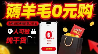 薅羊毛0元购，免单还倒挣钱的暴力玩法，人人可做，纯干货-观棋网创