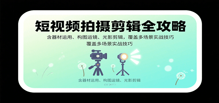 短视频拍摄剪辑全攻略：含器材运用、构图运镜、光影剪辑，覆盖多场景实战技巧-观棋网创