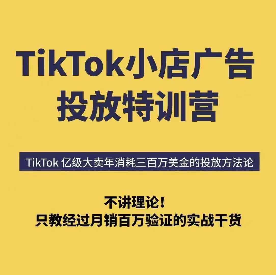 TikTok小店广告投放特训营，6天破局计划专治各种“投不动”，教你经过月销百万验证的实战干货-观棋网创