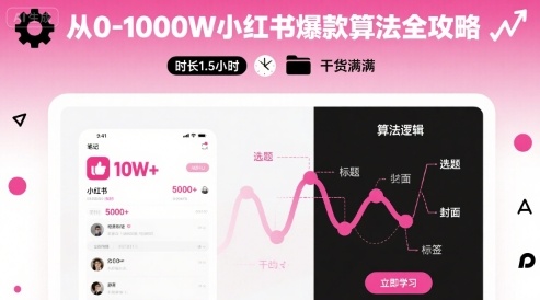从0-1000W小红书爆款算法全攻略，时长1.5小时，干货满满-观棋网创