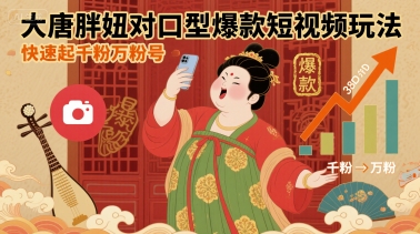 大唐胖妞对口型爆款短视频玩法，快速起千粉万粉号-观棋网创