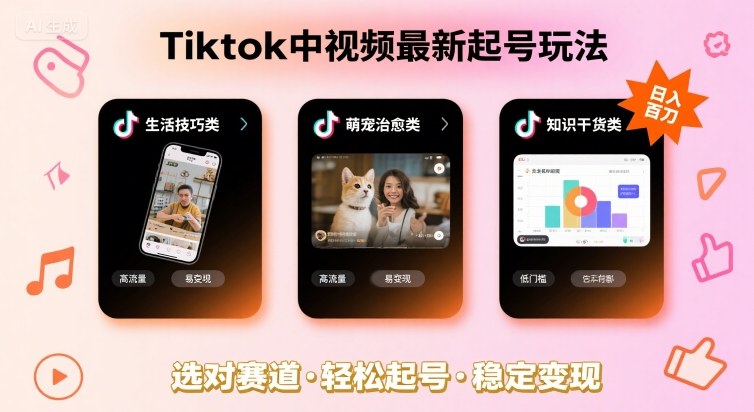 Tiktok中视频最新起号玩法，想要日入百刀，做好这几个赛道就可以了-观棋网创