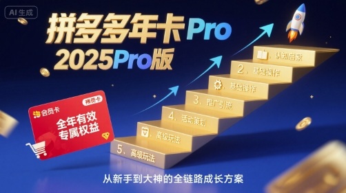 拼多多年卡2025Pro版，五大板块从认知到基础、从推广到活动、从活动到玩法-观棋网创