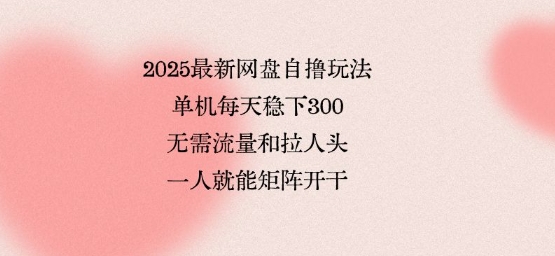 2025最新网盘自撸玩法，单机每天稳下3张，无需流量和拉人头，一个人就可轻松矩阵，全网独一份【揭秘】-观棋网创
