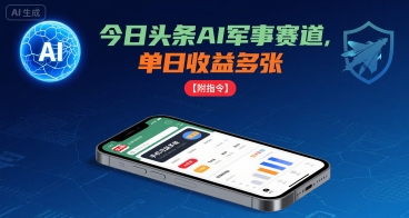 今日头条AI军事赛道，单日收益多张 ，手机可做【附指令】-观棋网创