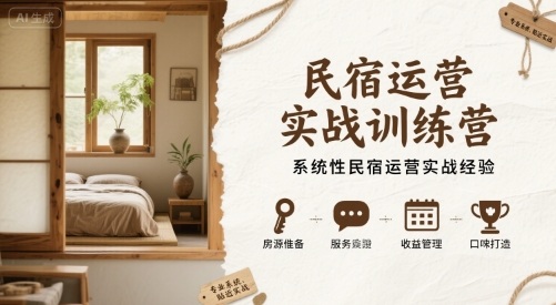 民宿运营实战训练营，系统性民宿运营实战经验-观棋网创