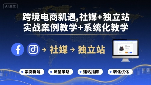跨境电商新机遇，社媒+独立站，实战案例教学+系统化教学-观棋网创