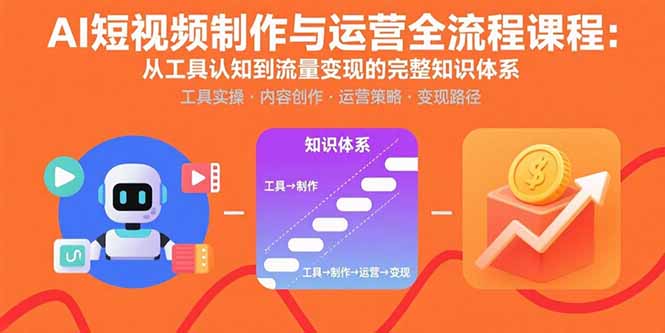 AI短视频制作与运营全流程课程：从工具认知到流量变现的完整知识体系-观棋网创